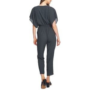 1.STATE Womens Split‎ Neck Jumpsuit Polyester Black Open Sleeve size Medium